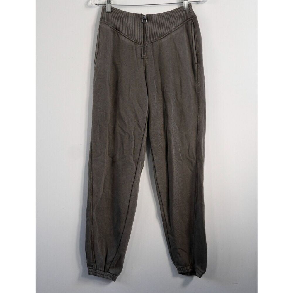 Aerie Women's Corset Jogger Olive Green Fleece Zipper Pocket Size Small *flaw*